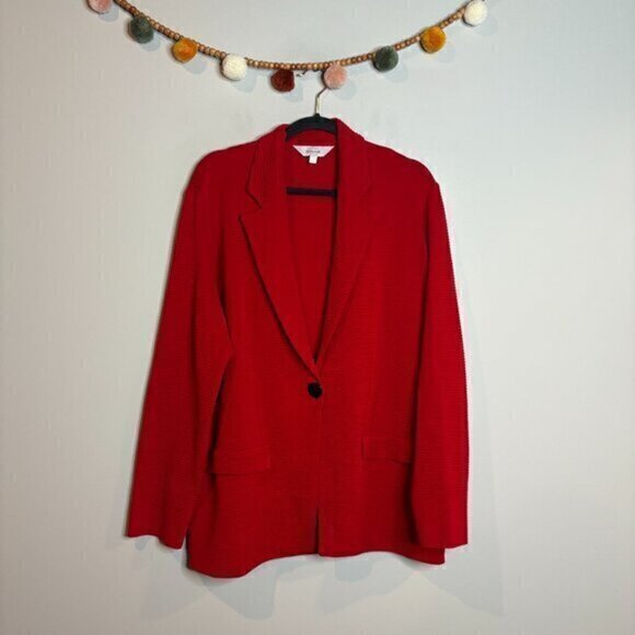 Misook red ribbed blazer jacket - Picture 1 of 5